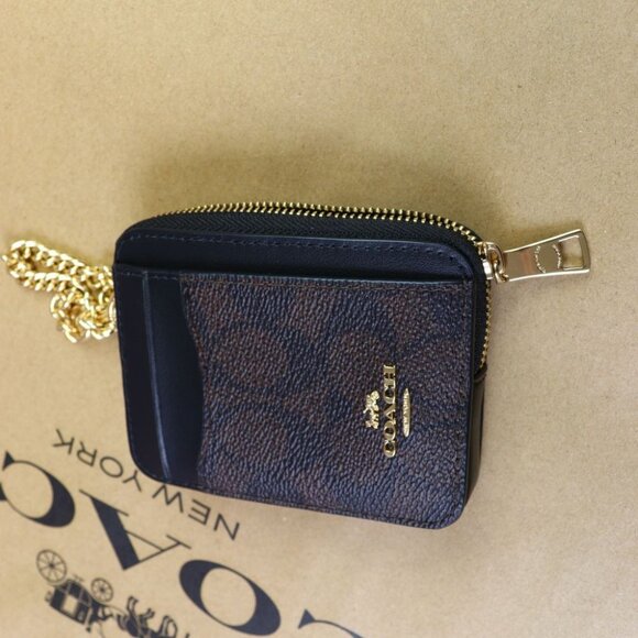 COACH ZIP CARD CASE IN SIGNATURE CANVAS CW883 IMXAQ - Picture 7 of 12